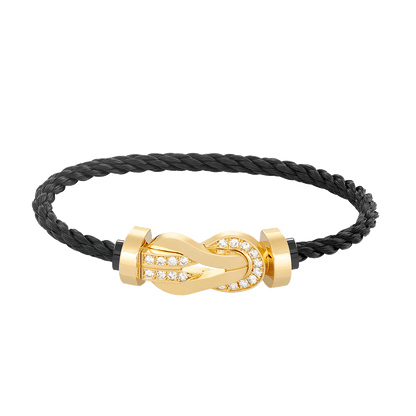 [Elite]CHANCE LARGE 8 FIGURE BUCKLE HALF DIAMOND BRACELET GOLD