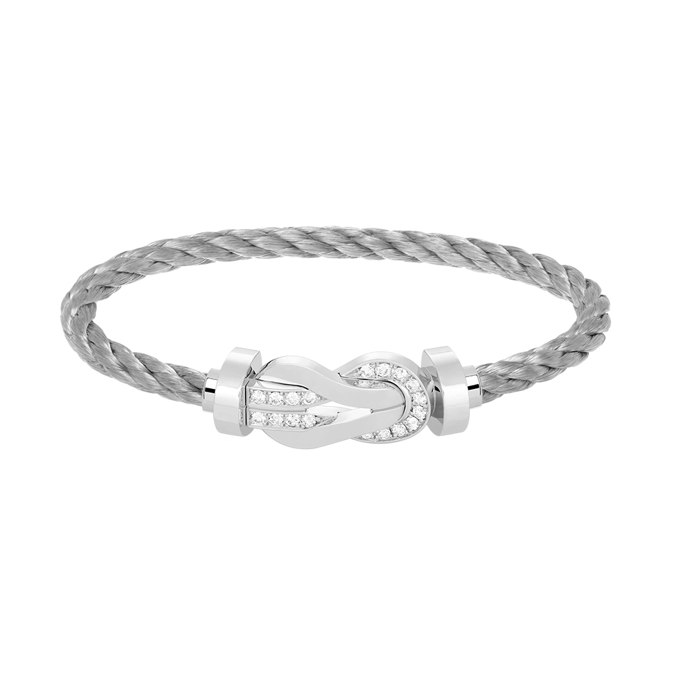 [Elite]CHANCE LARGE 8 FIGURE BUCKLE HALF DIAMOND BRACELET SILVER
