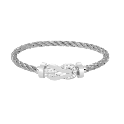 [Elite]CHANCE LARGE 8 FIGURE BUCKLE HALF DIAMOND BRACELET SILVER