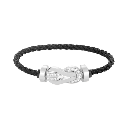 [Elite]CHANCE LARGE 8 FIGURE BUCKLE HALF DIAMOND BRACELET SILVER