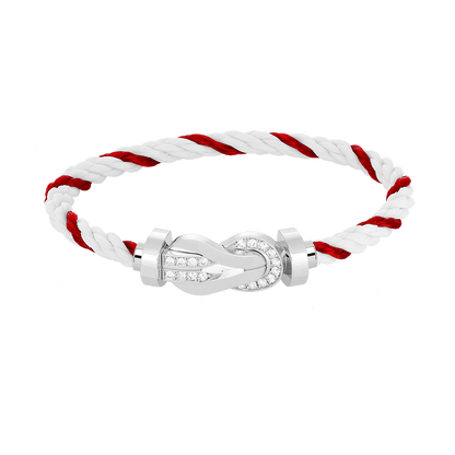 [Elite]CHANCE LARGE 8 FIGURE BUCKLE HALF DIAMOND BRACELET SILVER