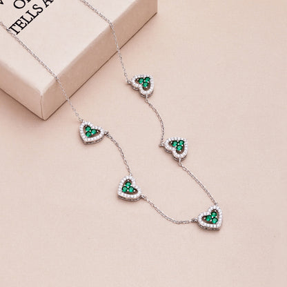 [Elite]Sparkling Five Heart Necklace