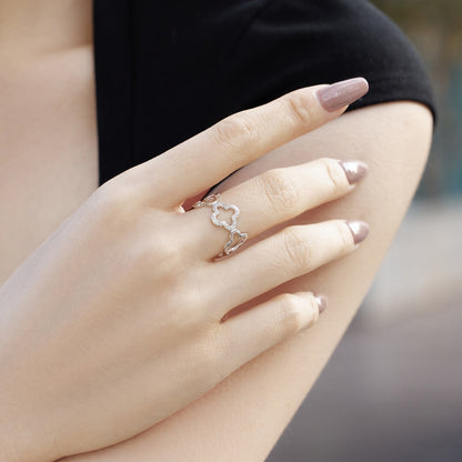 [Elite]Hollow Design Four-Leaf Clover Flower Shape Ring