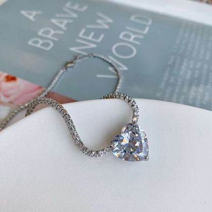 [Elite]8.0 Carat Versatile Colorful Sweet Heart-Shaped Tennis Necklace