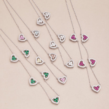 [Elite]Sparkling Five Heart Necklace