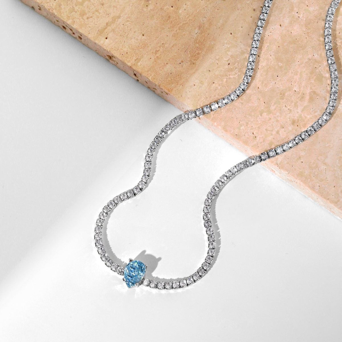 [Elite]1.0 carat Unique Pear Cut Tennis Necklace