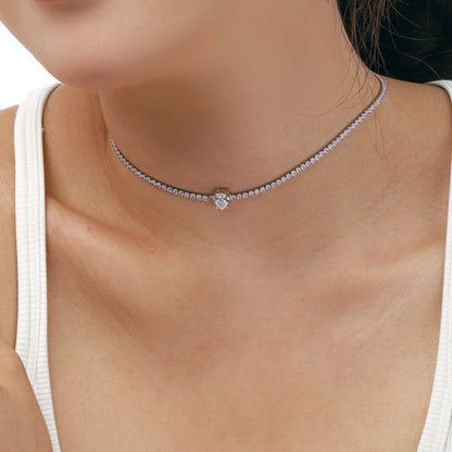[Elite]1.0 carat Unique Pear Cut Tennis Necklace