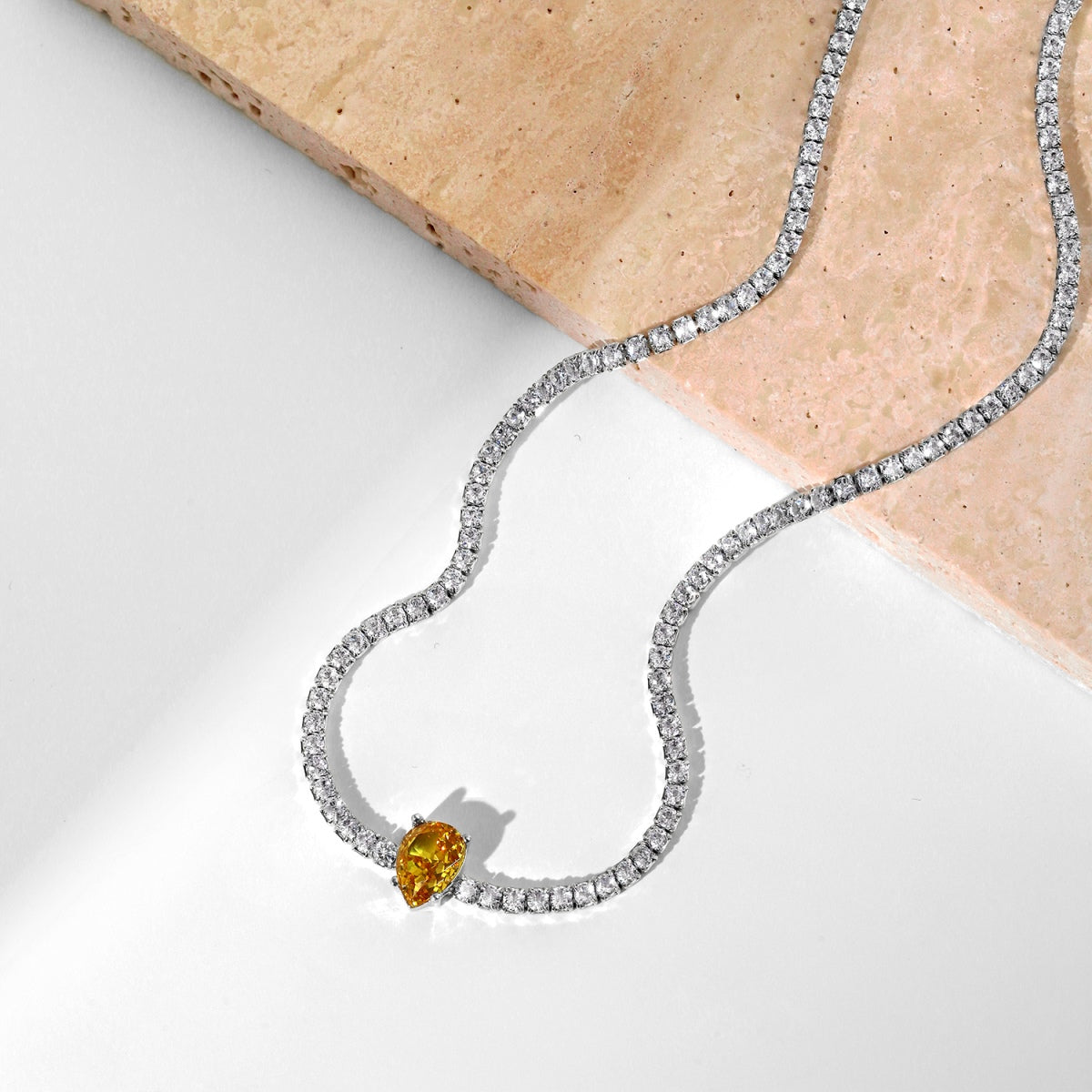 [Elite]1.0 carat Unique Pear Cut Tennis Necklace