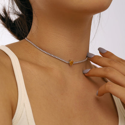 [Elite]1.0 carat Unique Pear Cut Tennis Necklace