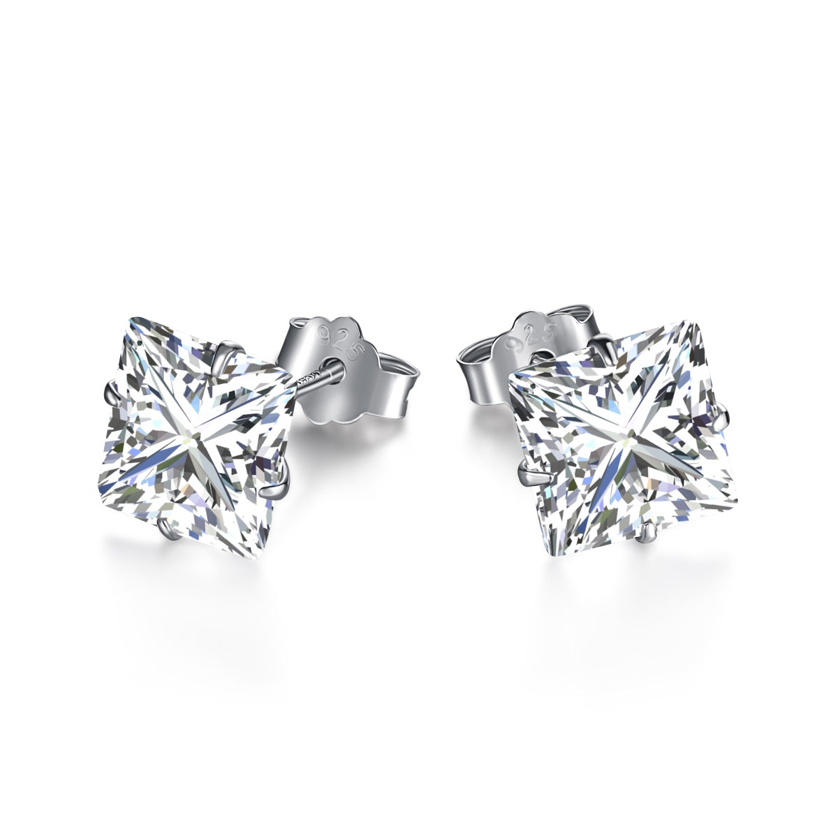 [Elite]Stylish Shiny Square Center Stone Stud Earrings