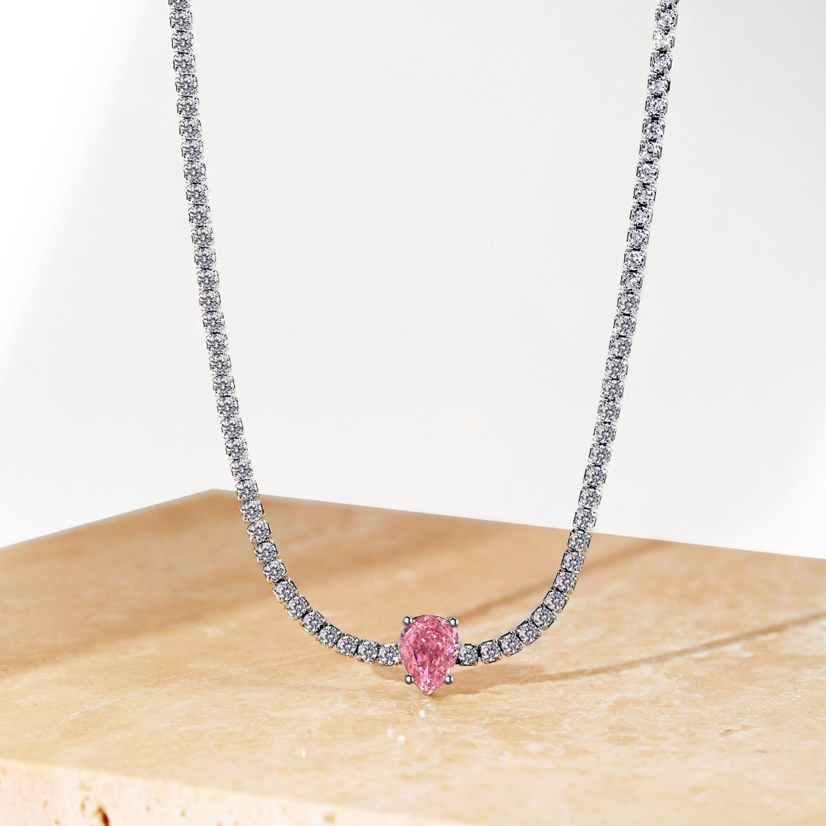 [Elite]1.0 carat Unique Pear Cut Tennis Necklace