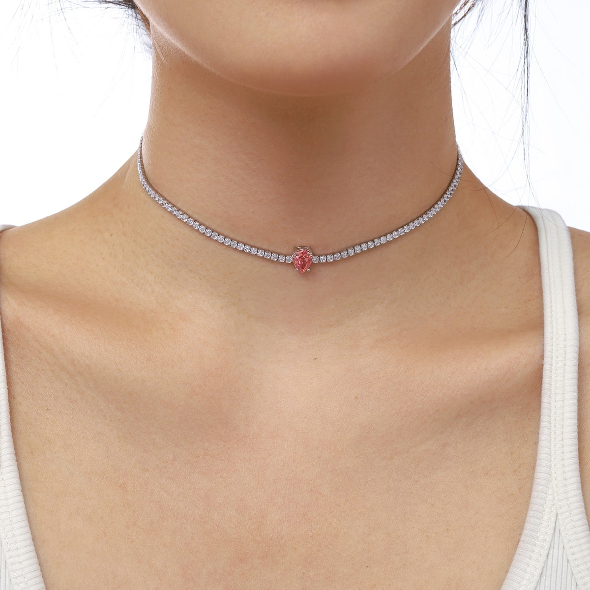 [Elite]1.0 carat Unique Pear Cut Tennis Necklace
