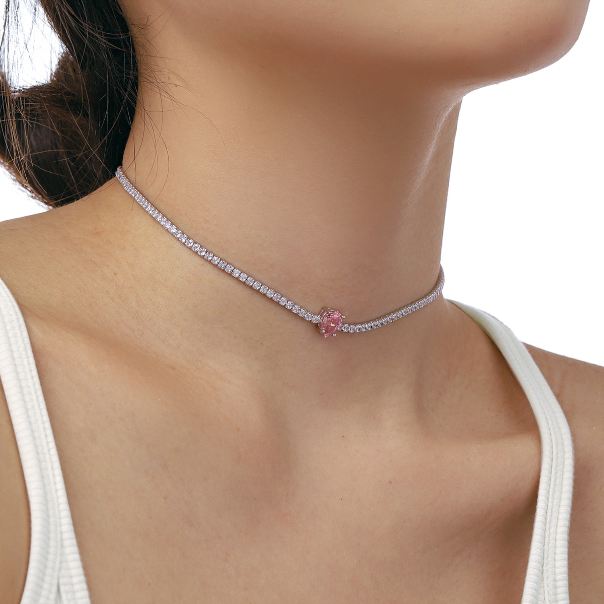 [Elite]1.0 carat Unique Pear Cut Tennis Necklace