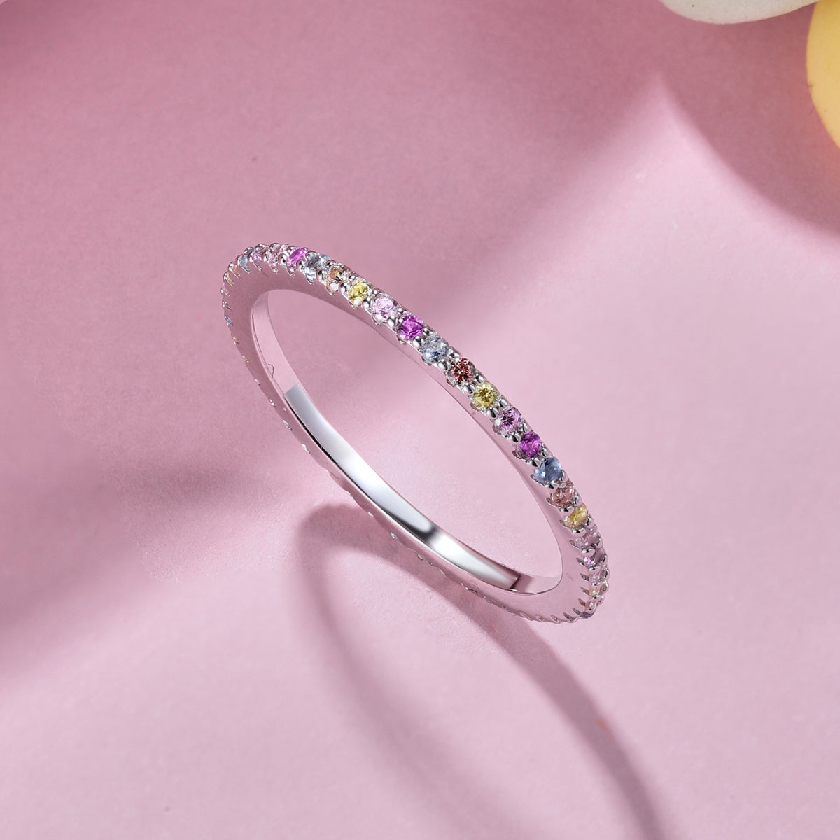 [Elite]Ornate Colorful Round Cut Tennis Ring