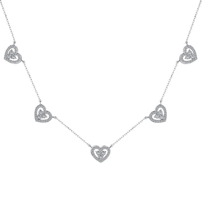 [Elite]Sparkling Five Heart Necklace
