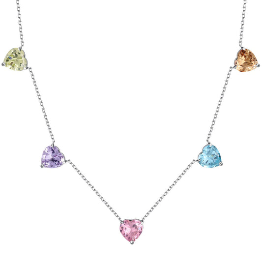 [Elite]Sparkling Colorful Heart Cut Necklace