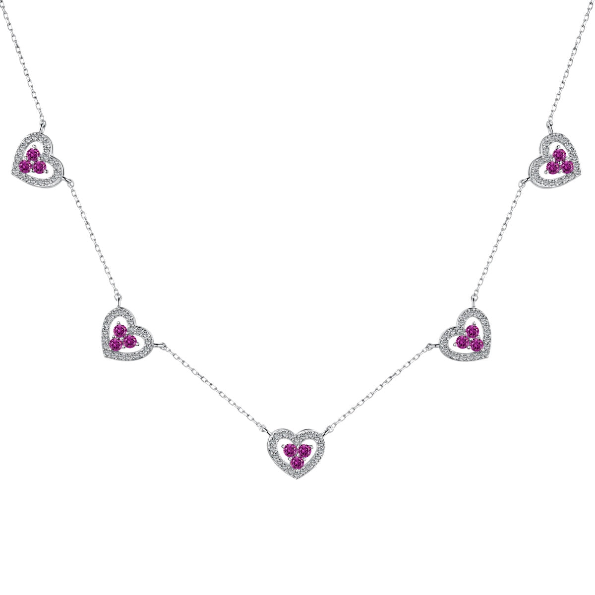 [Elite]Sparkling Five Heart Necklace