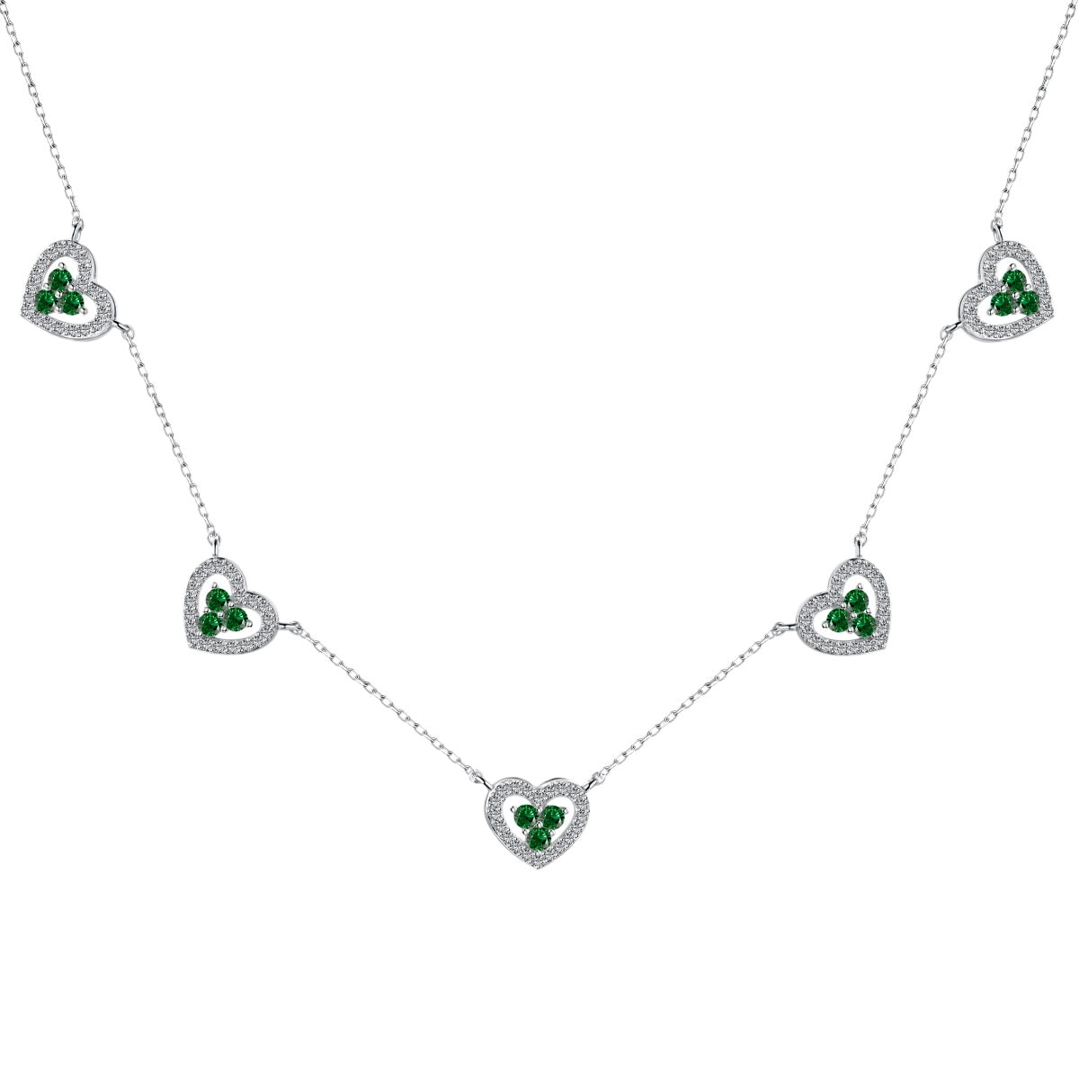 [Elite]Sparkling Five Heart Necklace