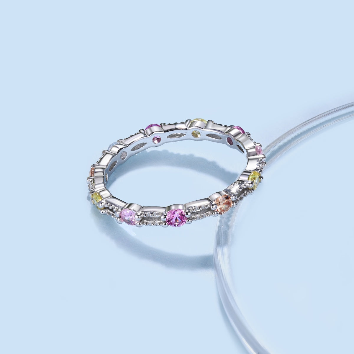 [Elite]Sparkling Colorful Round Cut Tennis Ring