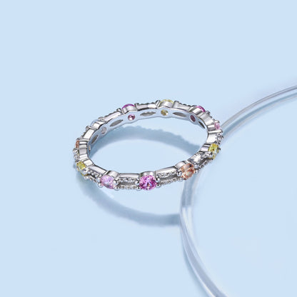 [Elite]Sparkling Colorful Round Cut Tennis Ring