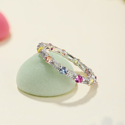 [Elite]Sparkling Colorful Round Cut Tennis Ring