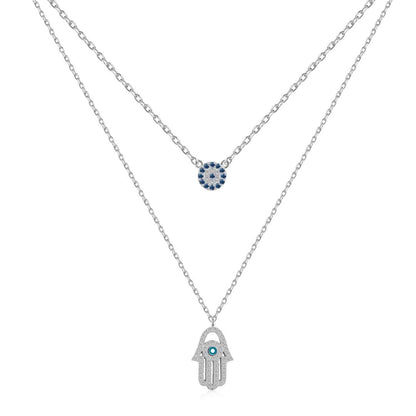 [Elite]Demon Eye Hamsa Palm Necklace