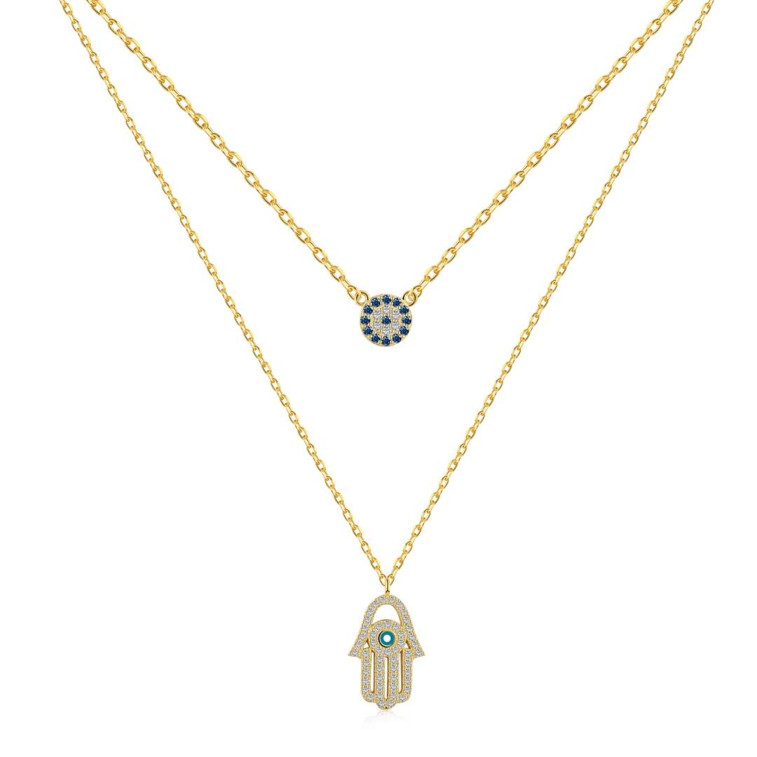 [Elite]Demon Eye Hamsa Palm Necklace