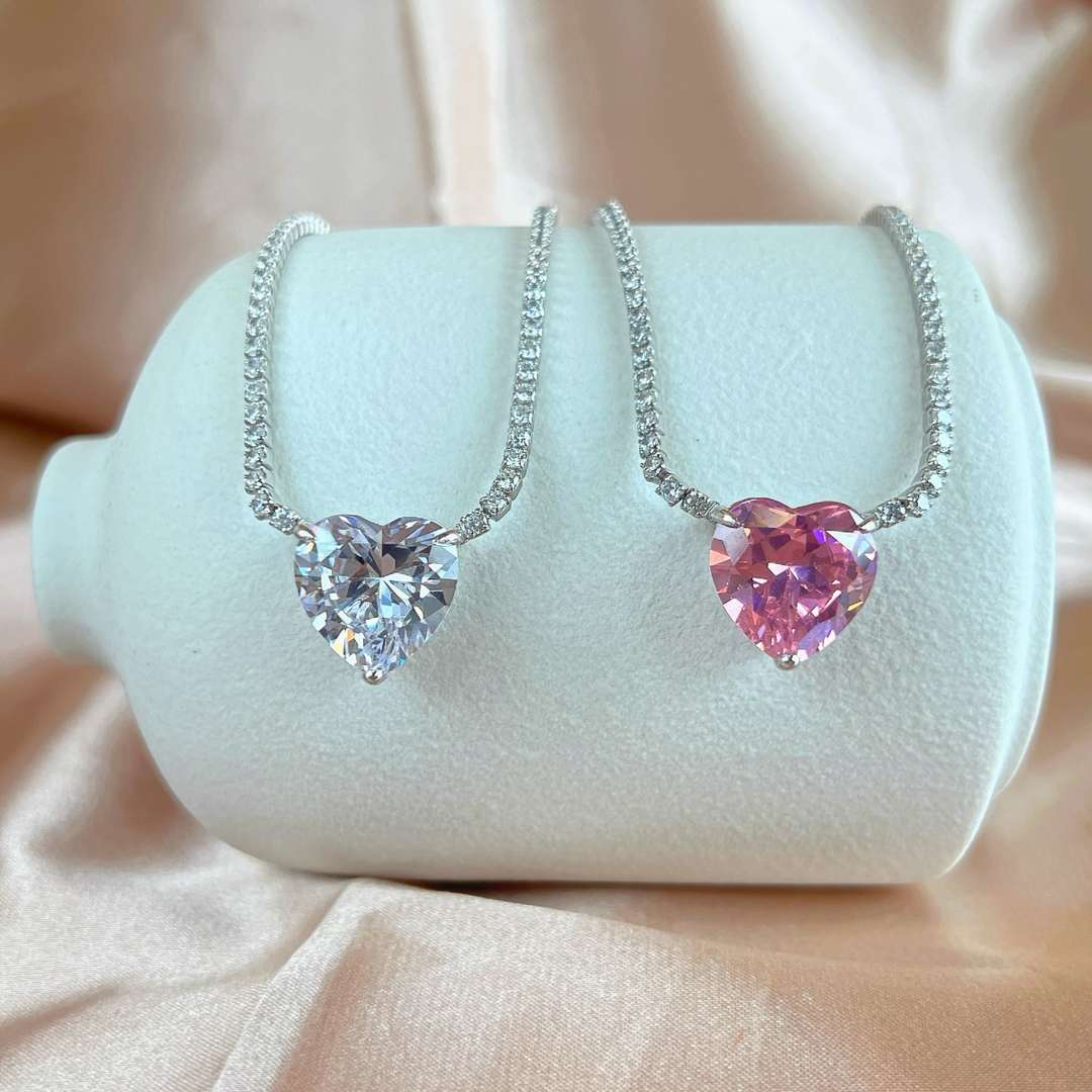 [Elite]8.0 Carat Versatile Colorful Sweet Heart-Shaped Tennis Necklace