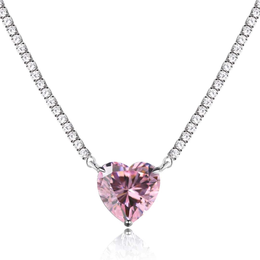 [Elite]8.0 Carat Versatile Colorful Sweet Heart-Shaped Tennis Necklace