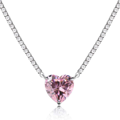 [Elite]8.0 Carat Versatile Colorful Sweet Heart-Shaped Tennis Necklace