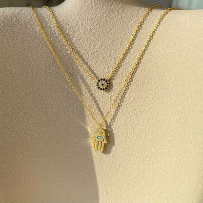 [Elite]Demon Eye Hamsa Palm Necklace