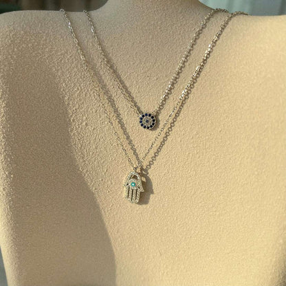 [Elite]Demon Eye Hamsa Palm Necklace