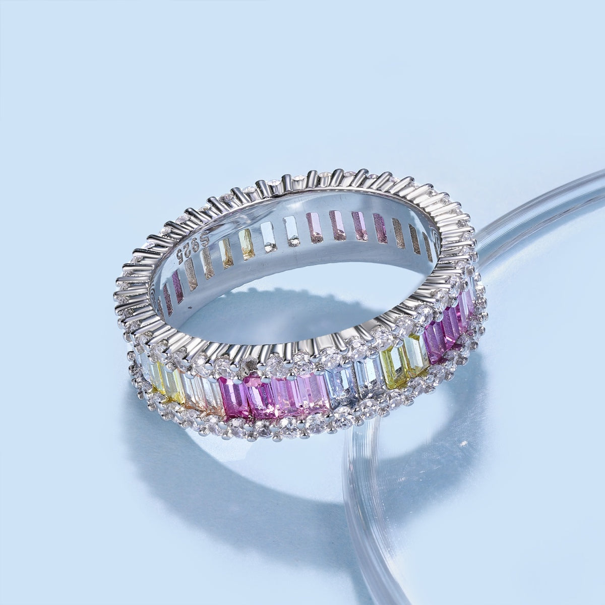 [Elite]Dainty Kaleidoscopic Emerald Cut Daily Ring