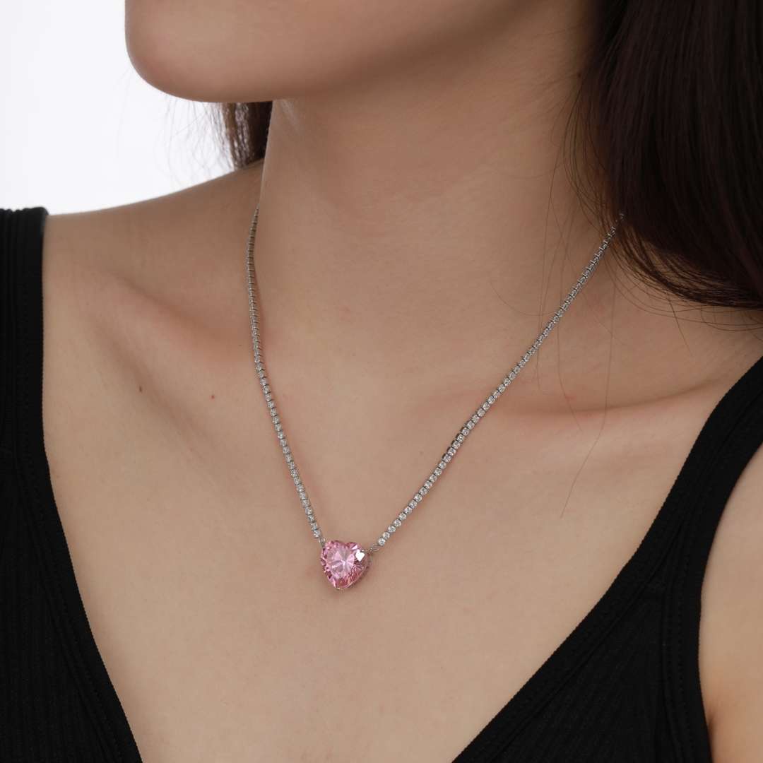 [Elite]8.0 Carat Versatile Colorful Sweet Heart-Shaped Tennis Necklace