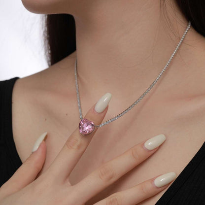 [Elite]8.0 Carat Versatile Colorful Sweet Heart-Shaped Tennis Necklace