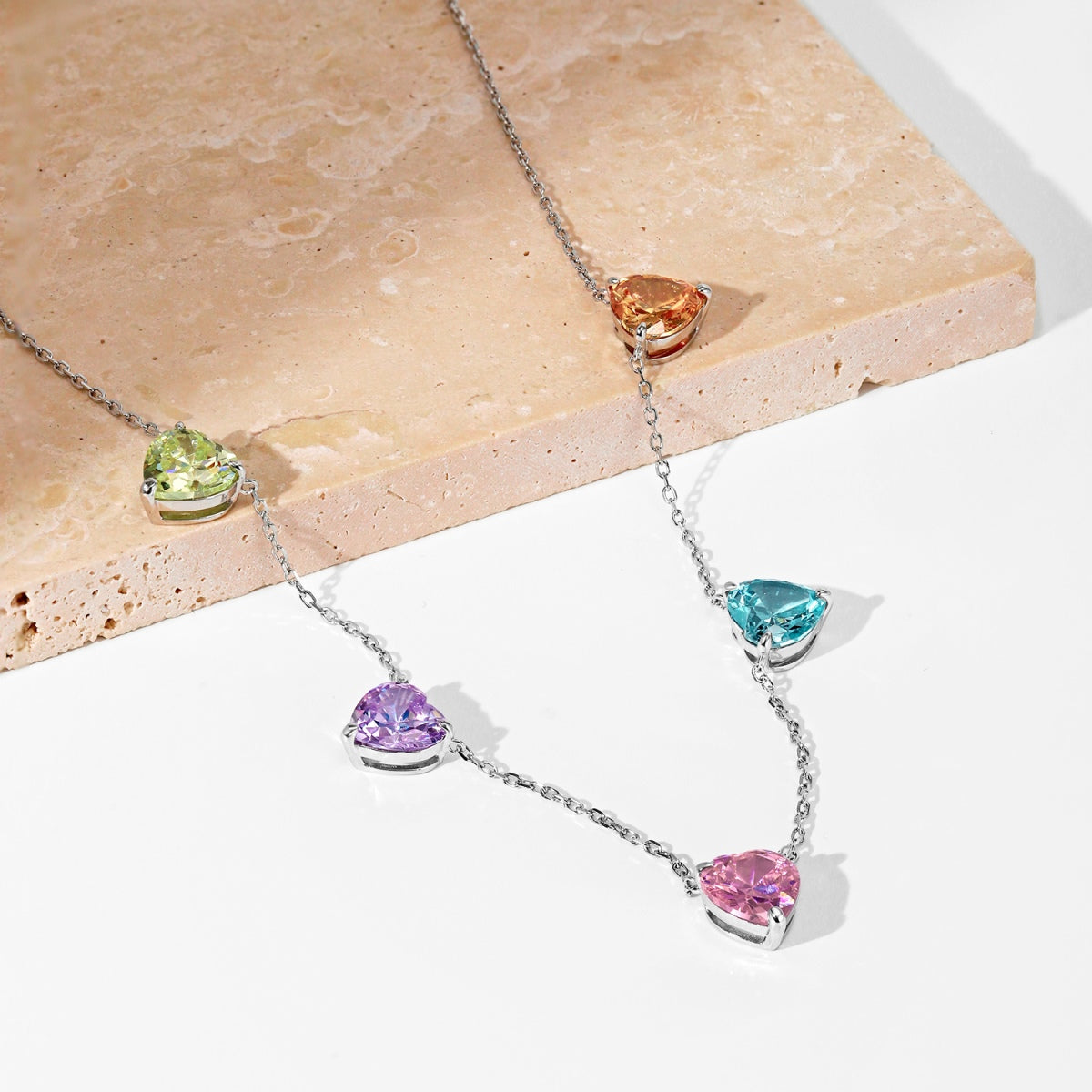 [Elite]Sparkling Colorful Heart Cut Necklace