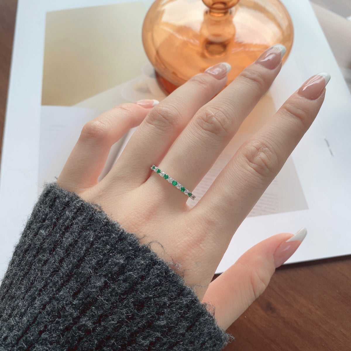[Elite]Exquisite Colorful Round Cut Tennis Ring