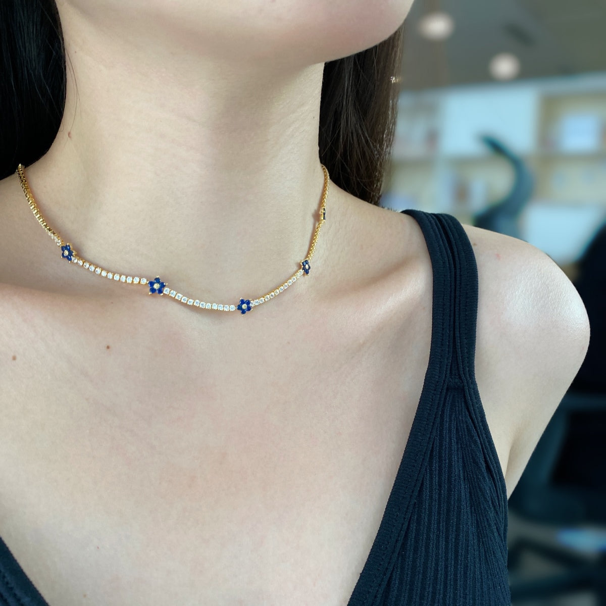 [Elite]Luxurious Colorful Flower Tennis Necklace
