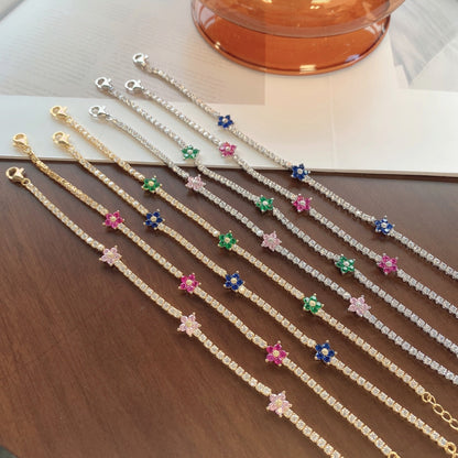 [Elite]Sparkling Flower Shape Tennis Bracelet