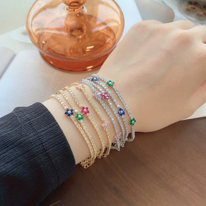 [Elite]Sparkling Flower Shape Tennis Bracelet
