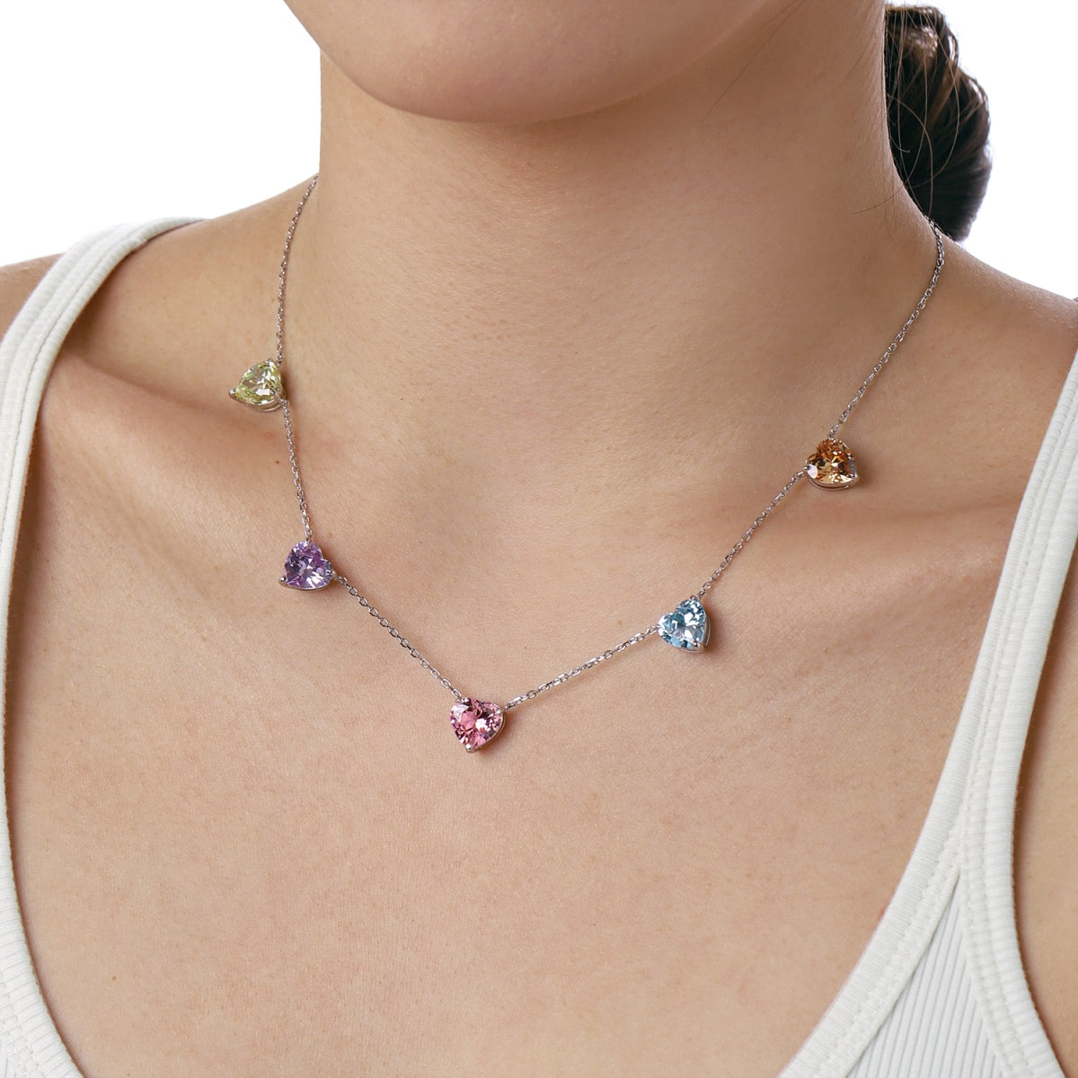 [Elite]Sparkling Colorful Heart Cut Necklace