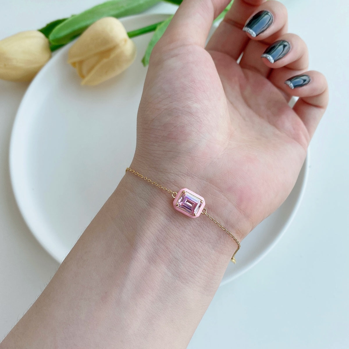 [Elite]2.0 Carat Sparkling Colorful Emerald Cut Daily Bracelet