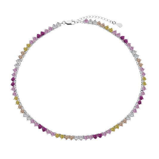 [Elite]Sparkling Colorful Full Heart Tennis Necklace