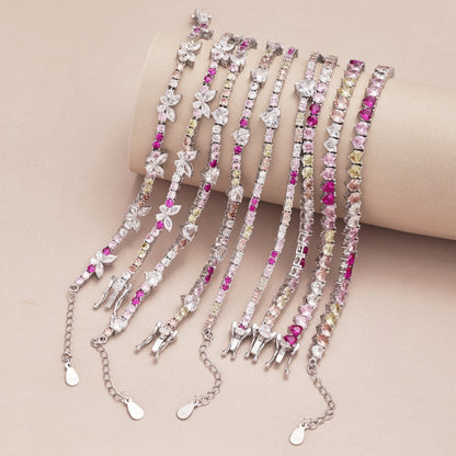 [Elite]Sparkling Colorful Full Heart Tennis Necklace