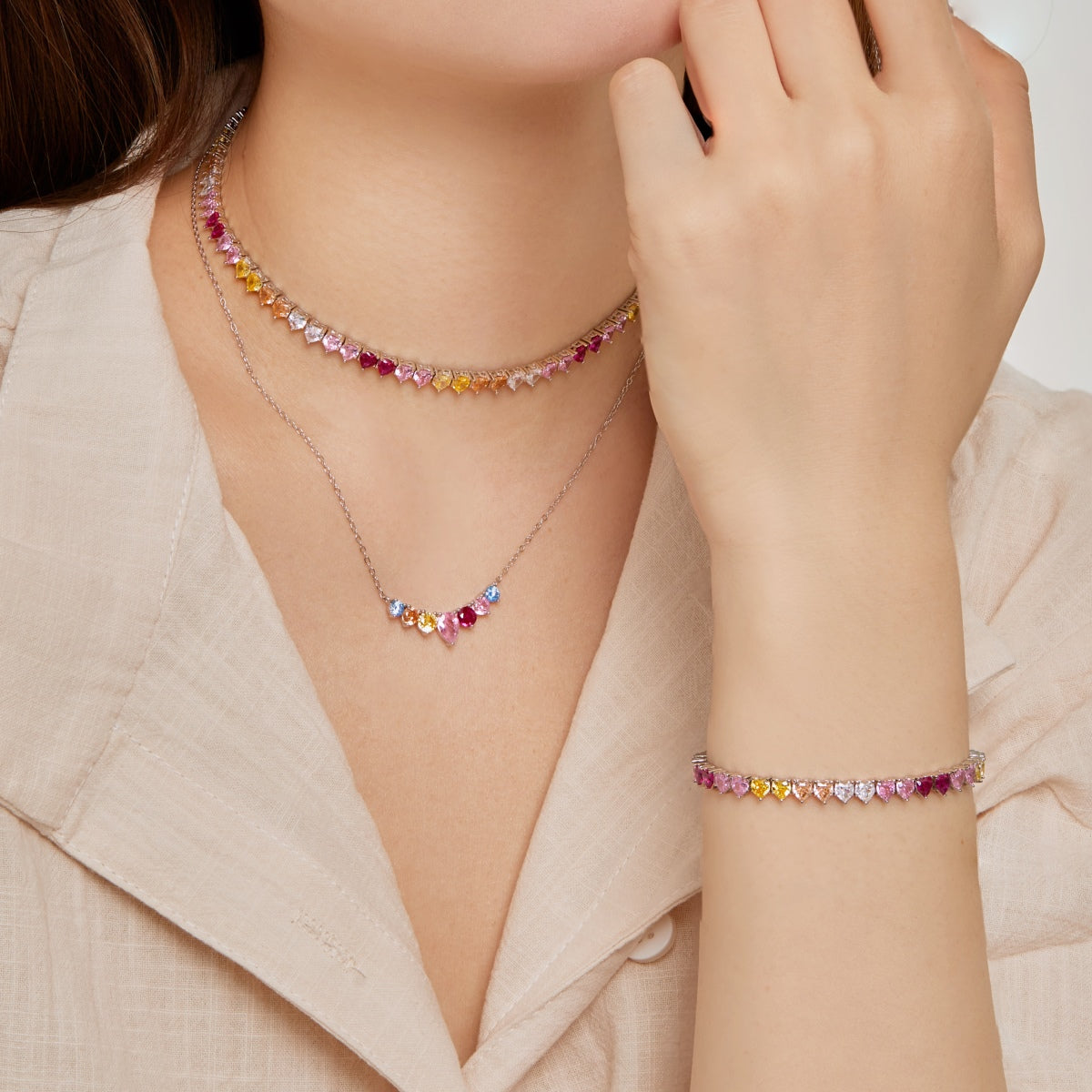 [Elite]Luxurious Colorful Romantic Heart Shape Lover Bracelet