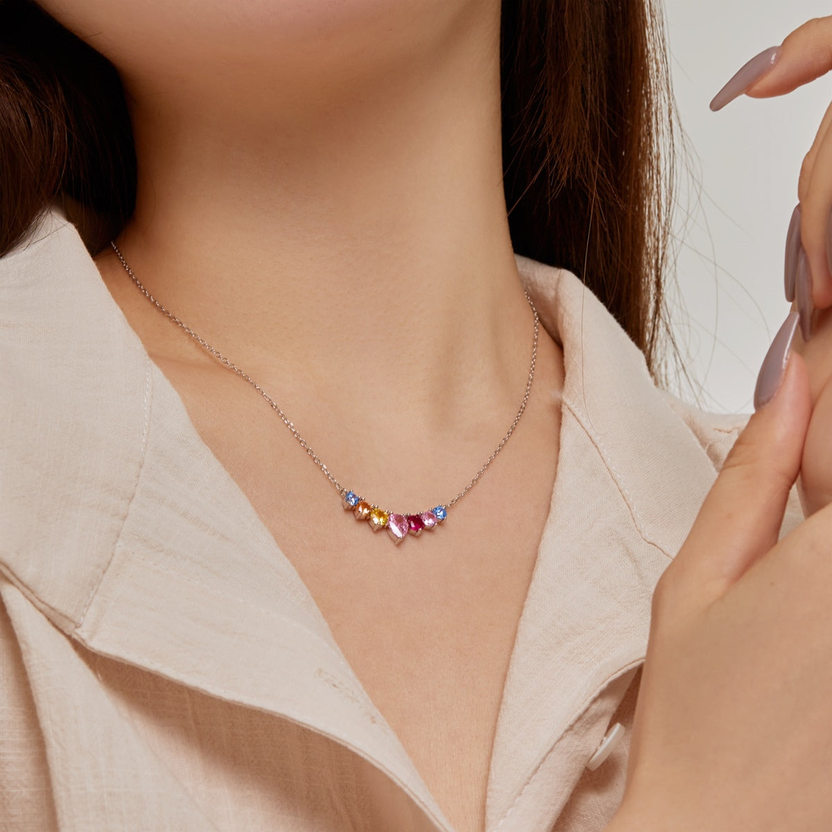 [Elite]Dainty Colorful Heart Necklace