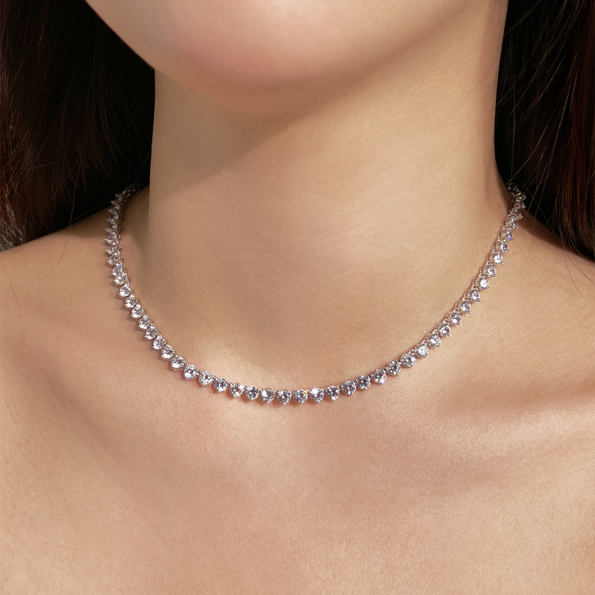 [Elite]Ornate Heart Cut Tennis Necklace