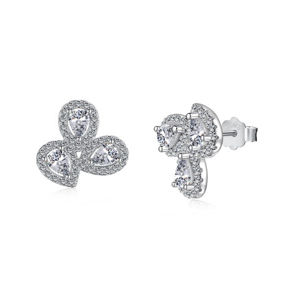 [Elite]Ornate Flower Shape Pear Cut Lover Earrings