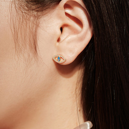 [Elite]Blue Devil Eyes Hollow Stud Earrings
