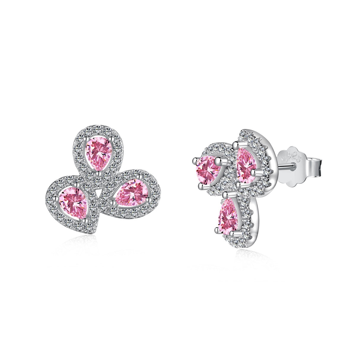 [Elite]Ornate Flower Shape Pear Cut Lover Earrings